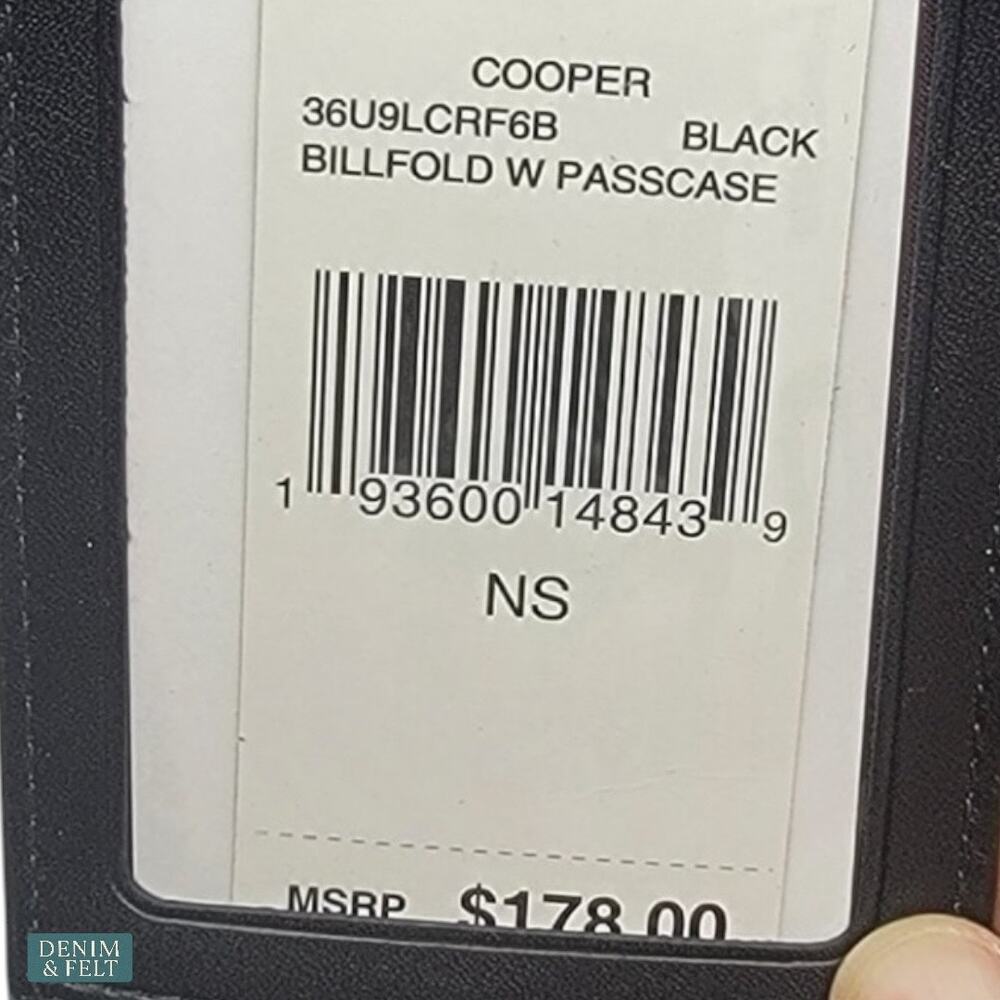 NEW Michael Kors Cooper Billfold Wallet w/ Passcase Black MK Logo Print‎ - Picture 9 of 10